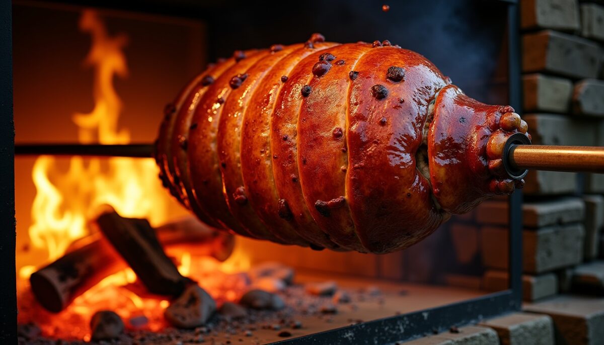 Jambon rôti à la broche sur feu de bois : astuces pour une cuisson gourmande et chaleureuse